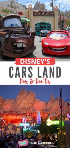 cars land at disneyland's cars land with the theme park in the background