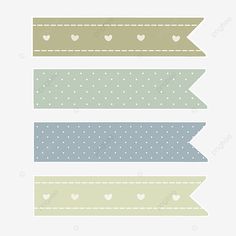 four different ribbons with hearts on them, ribbon, polka dot, heart png and psd