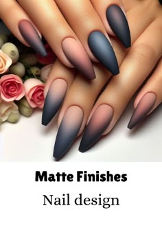 Matte Finishes Nail Design. Check out our website for more design... Short Acrylic Nails Stilettos Ideas, Grey Matte Nails Design, Burgundy Nails With Accent Nail, Tipped Nail Designs, Matt Nails Ideas, Boss Lady Nails, Matte Nails Design Ideas Classy, Matte Halloween Nail Designs, Matt Black Nail Designs