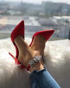 Prom Heels, Red High Heels, Red High, Fabulous Shoes, Trend Fashion, Ankle Strap Heels, Shoe Obsession, Heel Pumps