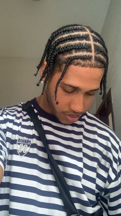 Mullet Braids Men, Middle Part Braids Men, Black Man Hairstyle Braids, Braids With Fade Men, Side Braids Men, Black Men Braids Hairstyles With Fade, Side Cornrows Men, Men’s Twist Hairstyles, Braids For Men With Fade