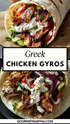 the chicken gyros are served on tortillas