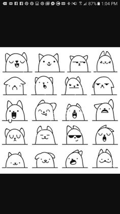 an image of cats with different expressions on the same page, and one is drawn in black