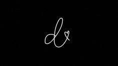 the letter d is written in cursive writing on a black background with white lines