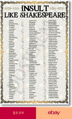 a poster with the words insult like shakespeare on it