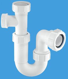 a white plastic pipe on a blue background