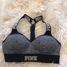 Black Thick Strapped Victoria’s Secret Pink Sports Bra. Medium/ Max Support With Push Up. Size Small, Never Worn Fun Clothes, Pink Sports, Pink Sports Bra, What I Want, Victoria Secret, Secret Pink, Victoria’s Secret, Victoria Secret Pink, Push Up