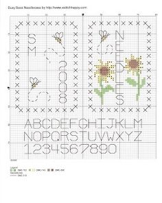 a cross stitch pattern with flowers on it and the letters in each letter are shown