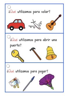 spanish words and pictures for children to learn in the classroom, including an image of a car