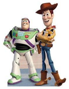 two cartoon characters standing next to each other