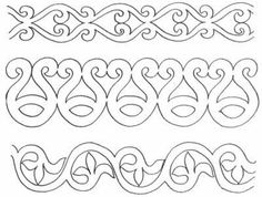 four different types of embroidery designs on a white background, each with an intricate design