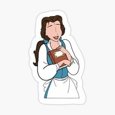 the beauty and the beast sticker with an image of a woman holding a book