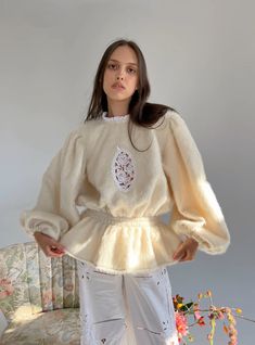 Embroidery Rose, Cream Colour, Rose Embroidery, Clothing Details, Outwear Jackets, Cotton Lace, Cut Design, Jumpers For Women, Cream Color