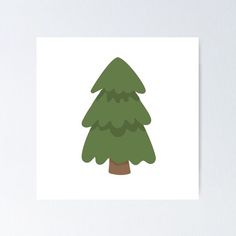 a green christmas tree on a white background poster