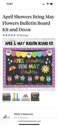 an image of a bulletin board with the words april showers bring may flowers and butterflies