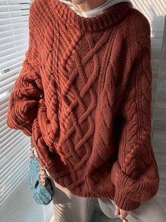 Vintage Oversized Cable Knit Pullover Oversized Cable Knit Sweater - AnotherChill Winter Clothes Women Casual, Plaid Winter Jacket, Oversized Cable Knit Sweater, Plaid Jacket Women, Black Crop Tee, Ladies Short Jackets, Beige Pullover, Pull Beige, Oversized Sweater Women