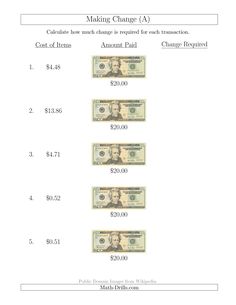 money bill worksheet for students to practice making change and saving money with the addition of $ 1, 000