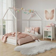 Idea Bilik Tidur, Twin Floor Bed, Kids Platform Bed, Reka Bentuk Bilik Tidur, Big Girl Bed, Montessori House Bed, Toddler Girl Bedroom, Montessori House, House Beds For Kids