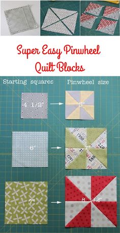 the instructions for how to make an easy pinwheel quilt block