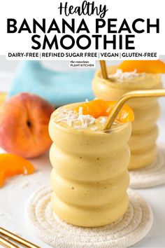 this healthy banana peach smoothie is made with only 3 ingredients