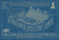 an old blueprint drawing of the oklahoma state university football stadium