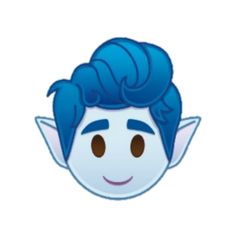 an emo avatar with blue hair and brown eyes