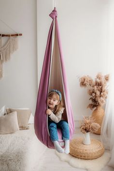 This Swings item by Supuosi has 24 favorites from Etsy shoppers. Ships from Lithuania. Listed on May 13, 2023 Kids Playroom Hammock, Sensory Hanging Chair, Hanging Chair Kids Room, Kids Room Hanging Chair, Hammock In Bedroom Kids, Indoor Swings For Kids, Purple Toddler Bedroom, Sensory Swing Indoor, Scandinavian Playroom