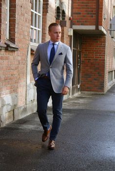 Grey and Navy Grey Blazer Outfit Men, Blue Blazer Outfit Men, Navy Pants Outfit, Grey Blazer Outfit, Sport Coat Outfit, Blue Blazer Outfit, Terno Slim Fit, Grey Pants Men, Navy Pants Men