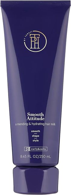 Smooth Attitude is a versatile milky-crème formula that takes a sophisticated and sleek approach to flyaways and unruly hair. Specially made for curly, coily, and mixed-texture hair, this hair milk conditioner provides touchable, light hold while helping to hydrate, prevent breakage, and provide frizz-free shine. Smooth Attitude is perfect for twists, braids, and pulled-back pony tails or puffs. Infused with Agave, Baobab Oil, Shea Butter and Mango Butter. How to Use: Squeeze a small amount into Tph By Taraji, Twists Braids, Texture Hair, Hair Milk, Pony Tails, Baobab Oil, Unruly Hair, Vegetable Protein, Hydrate Hair