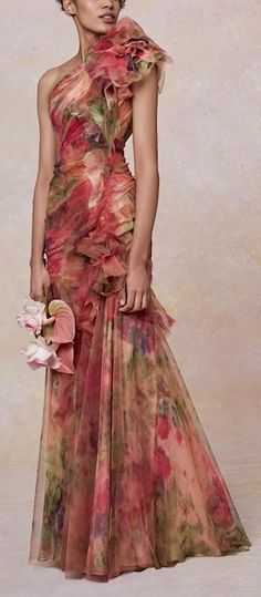 Elle Zeitoune Dresses, Mnm Couture Gowns, Mother Of The Bride Gown Classy, Formal Garden Party Attire, Fancy Floral Dress, Marchesa Fashion, Tulle Maxi Dress