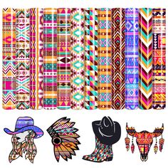 an assortment of native american patterns and designs