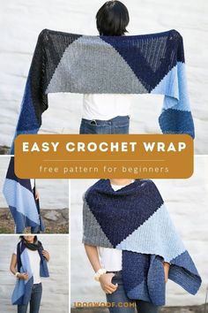 the easy crochet wrap is made with two different colors, and it's free