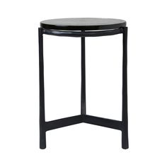 a round table with black legs on a white background