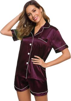 Sleepwear Women Pajamas, Satin Pj Set, 2 Piece Short Set, Women Sleepwear, Satin Set, Mens Pajamas Set