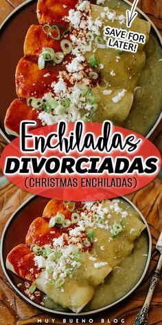 christmas enchiladas with cheese and sauce on top