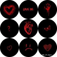 six different types of heart images with the words love me written in red on them