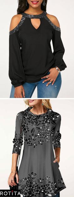 Go from day to night in this stylish top with cold shoulder sleeves.This wardrobe must-have pairs effortlessly with denim to wear again and again.Shop deals at Rotita. Cheap Womens Tops, Cold Shoulder Sleeves, Stylish Tops For Women, Tops Trendy, Trendy Tops For Women, Trendy Fashion Tops, Stylish Top, Day To Night, To Night