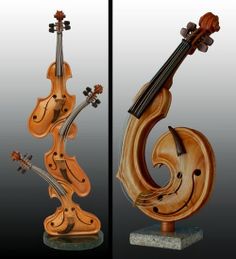 the violin is made out of wood and has two strings