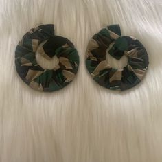 New Camo Print Hoops Casual Wear Polyester Army Green Camo Earrings, Green Topaz, Large Statement Earrings, Vintage Clip Earrings, Mini Earrings, Camouflage Print, Freshwater Pearls Earrings, Hammered Gold, Gold Diamond Earrings