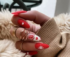 December Nails, Red Christmas Nails, Cute Christmas Nails, Christmas Nails Easy, Christmas Gel Nails, Basic Nails, Christmas Nails Acrylic, Nails 2020, Xmas Nails