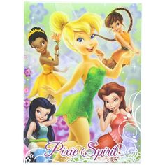 the tinkerbells movie poster with four girls in green dresses and one is holding a