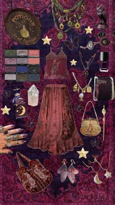 🍇 #whimsical #whimsigoth #whimsigothic #whimsigothaesthetic #outfitinspo #outfitideas #witchy #witch #witchaesthetic #boho #bohoaesthetic #witchcraft #whimsigothoutfit Hippie Witch Outfits, Witch Aesthetic Fashion, Boho Witch, W.i.t.c.h Aesthetic, Fairy Goth, Downtown Outfits, Earthy Outfits, Outfit Layout