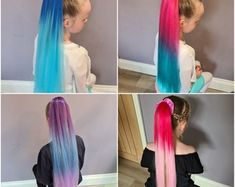 Pair of Colourful Synthetic Ombre Hair Braided Ponytail - Etsy UK Jumbo Twist Braids, Braids Weave, Pink Ponytail, Dreadlock Ponytail