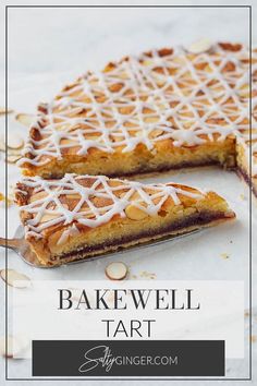 Sliced Bakewell tart. Icing Glaze, Almond Filling, Shortcrust Pastry, Ginger Recipes