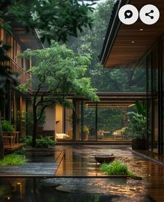 Asia Landscape, Courtyard Home, Place Aesthetic, Aesthetic Architecture, Japanese Style House, Patio Interior, Japanese Architecture, Forest House, Dream House Interior