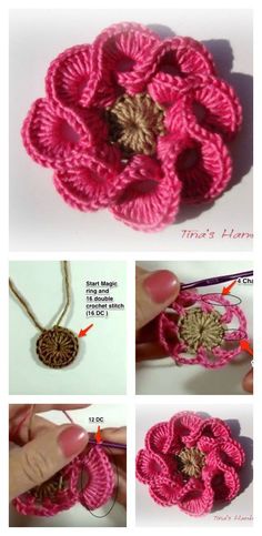 instructions to crochet an ornament for a flower