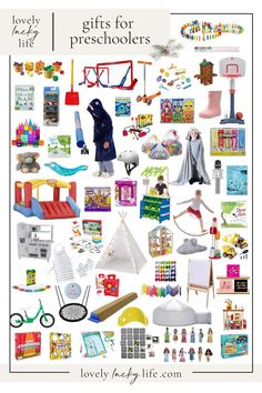 a collage of gifts for preschoolers is featured in this post - it - yourself poster