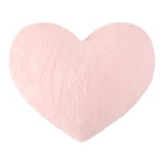 a pink heart shaped pillow on a white background