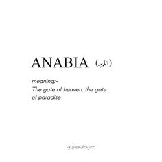 the words anabia are written in black and white