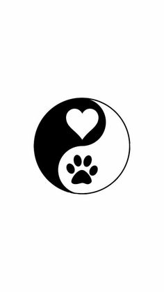 a dog's paw and heart in a yin - yang symbol on a white background